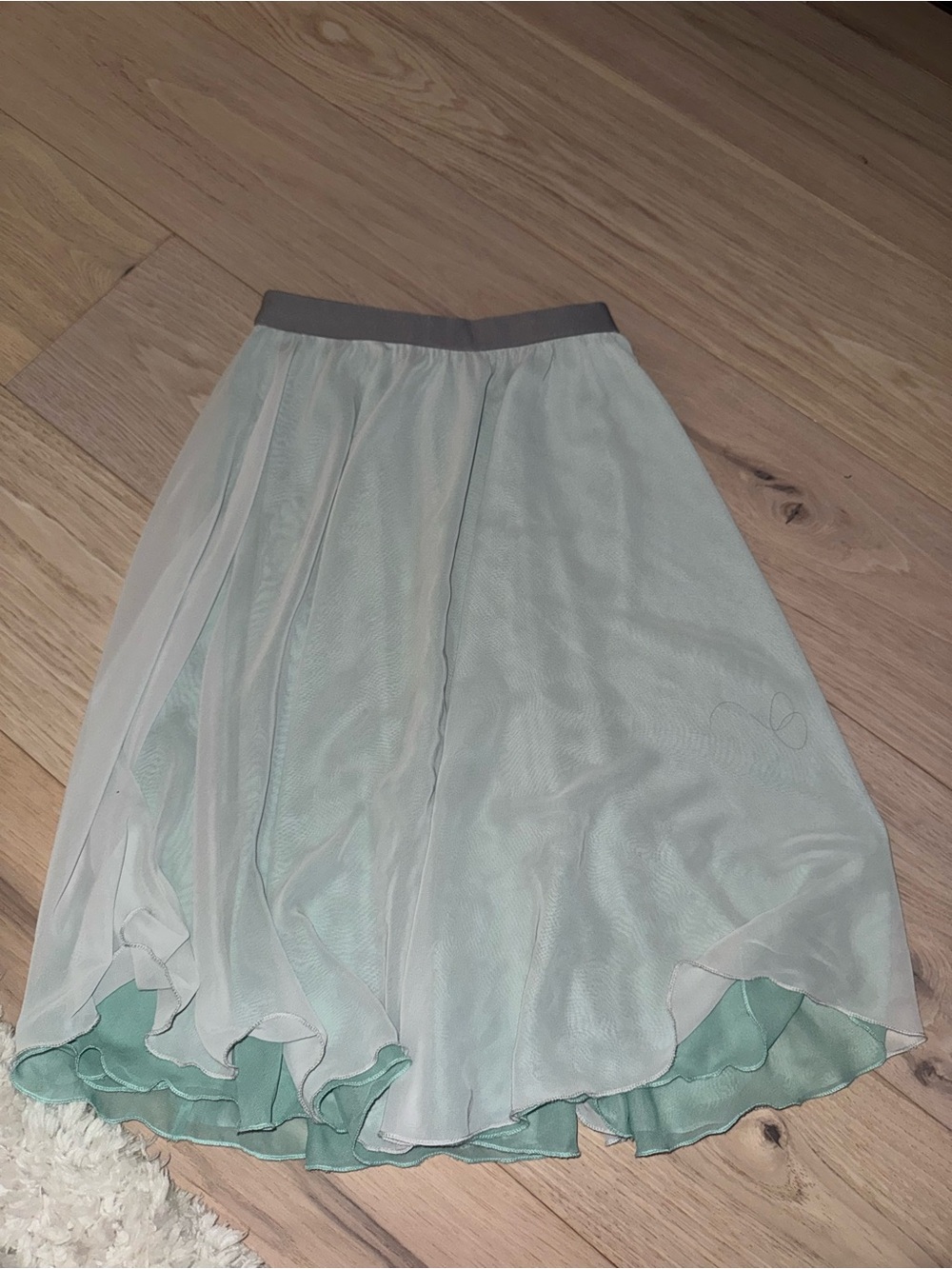 Women's ballet reversible Mint Green Layered rehearsal Skirt
